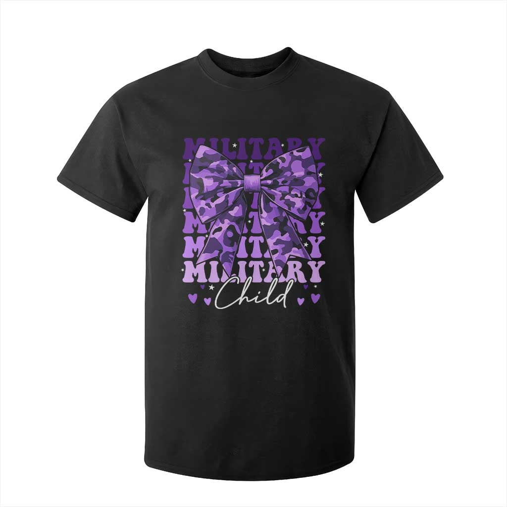 Military Child Coquette Bow T Shirt For Kid Purple Up Camo Kids Girls TS10 Black Print Your Wear