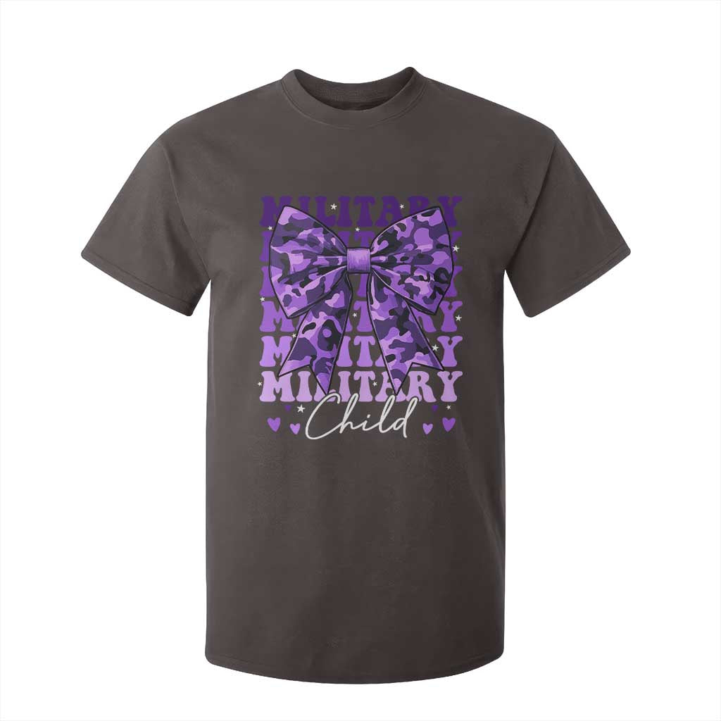 Military Child Coquette Bow T Shirt For Kid Purple Up Camo Kids Girls TS10 Dark Chocolate Print Your Wear