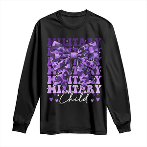 Military Child Coquette Bow Long Sleeve Shirt Purple Up Camo Kids Girls TS10 Black Print Your Wear