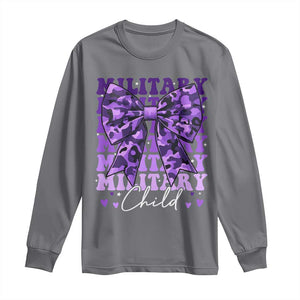 Military Child Coquette Bow Long Sleeve Shirt Purple Up Camo Kids Girls TS10 Charcoal Print Your Wear