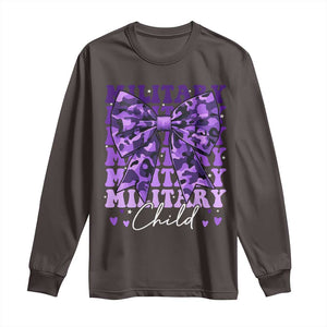 Military Child Coquette Bow Long Sleeve Shirt Purple Up Camo Kids Girls TS10 Dark Chocolate Print Your Wear