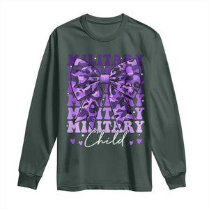 Military Child Coquette Bow Long Sleeve Shirt Purple Up Camo Kids Girls TS10 Dark Forest Green Print Your Wear