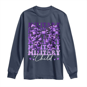 Military Child Coquette Bow Long Sleeve Shirt Purple Up Camo Kids Girls TS10 Navy Print Your Wear