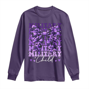 Military Child Coquette Bow Long Sleeve Shirt Purple Up Camo Kids Girls TS10 Purple Print Your Wear