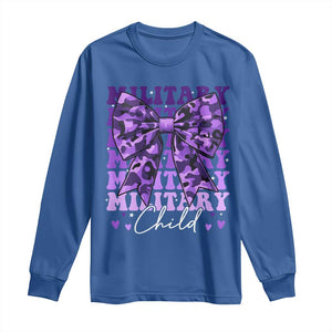 Military Child Coquette Bow Long Sleeve Shirt Purple Up Camo Kids Girls TS10 Royal Blue Print Your Wear