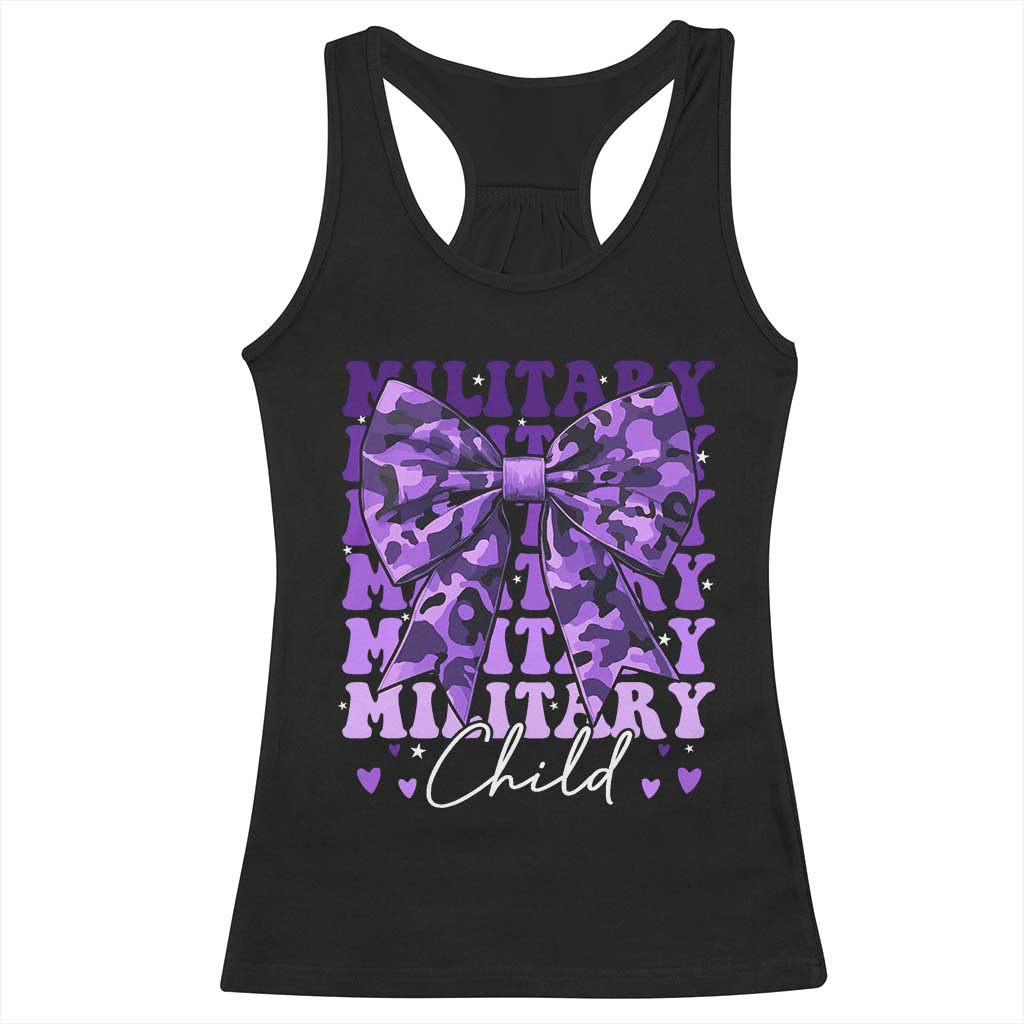 Military Child Coquette Bow Racerback Tank Top Purple Up Camo Kids Girls TS10 Black Print Your Wear
