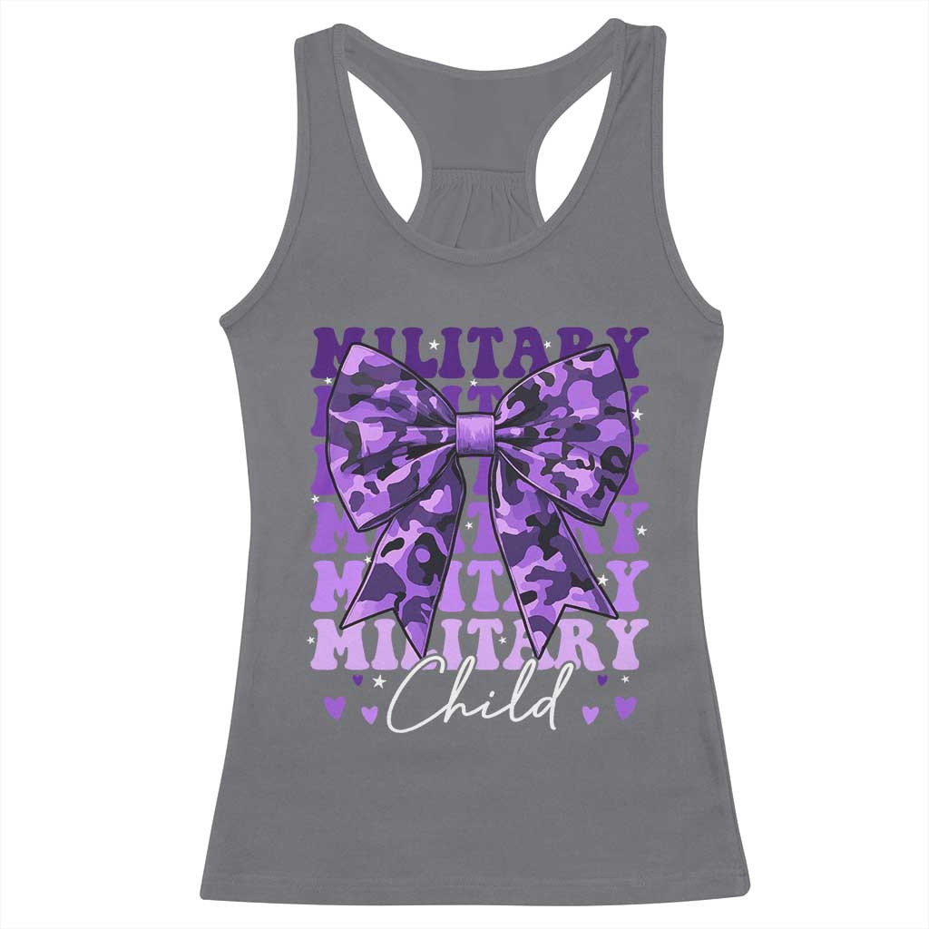 Military Child Coquette Bow Racerback Tank Top Purple Up Camo Kids Girls TS10 Charcoal Print Your Wear