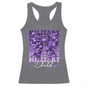 Military Child Coquette Bow Racerback Tank Top Purple Up Camo Kids Girls TS10 Charcoal Print Your Wear