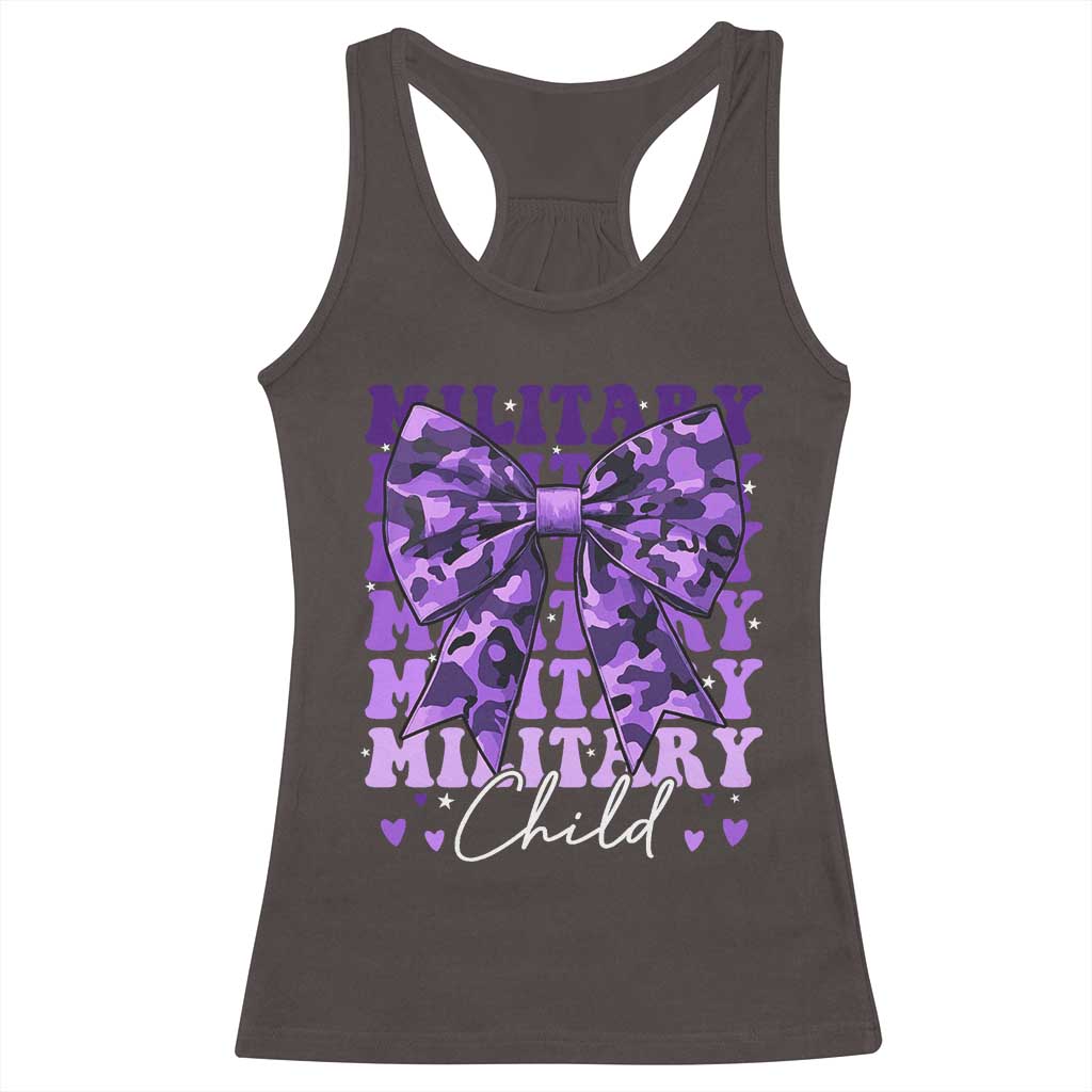 Military Child Coquette Bow Racerback Tank Top Purple Up Camo Kids Girls TS10 Dark Chocolate Print Your Wear