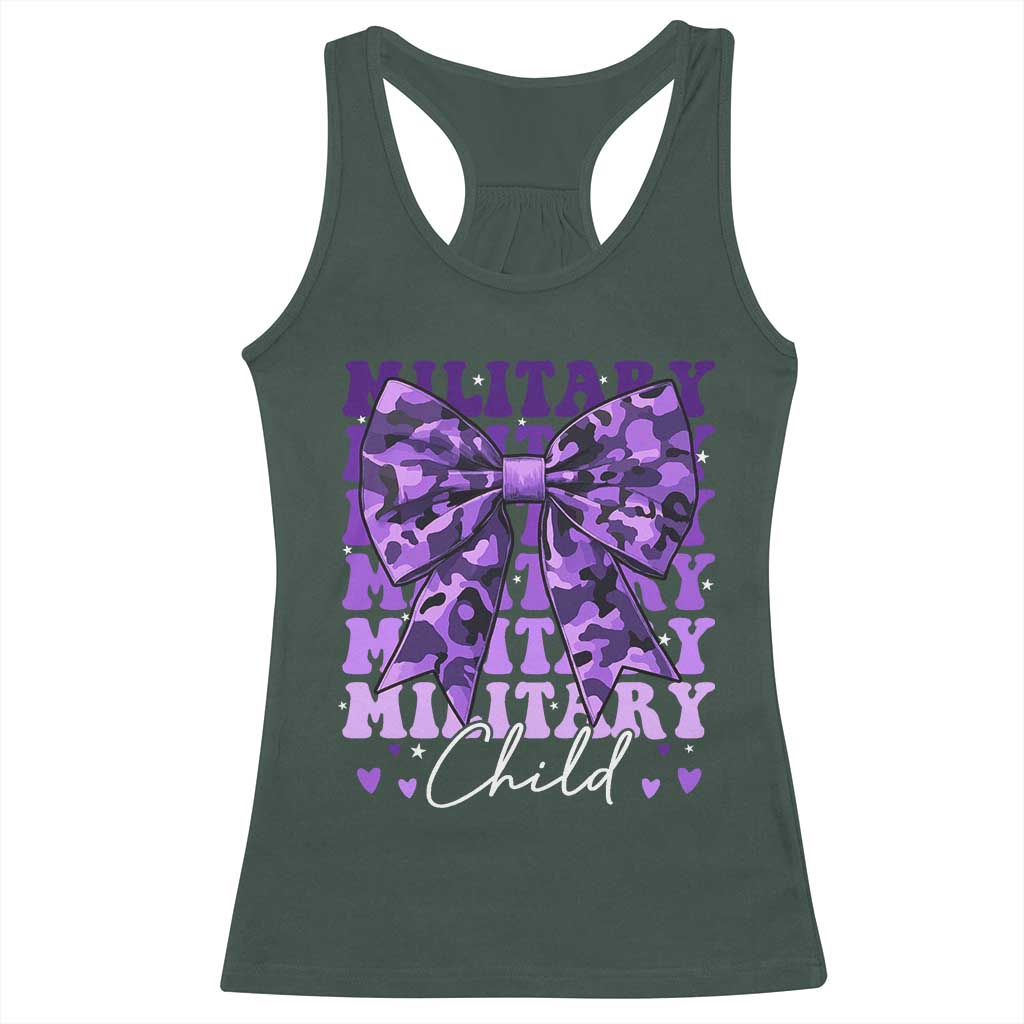 Military Child Coquette Bow Racerback Tank Top Purple Up Camo Kids Girls TS10 Dark Forest Green Print Your Wear