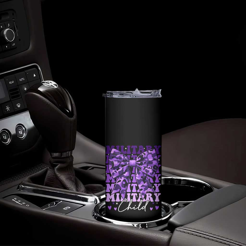 Military Child Coquette Bow Skinny Tumbler Purple Up Camo Kids Girls TS10 Print Your Wear