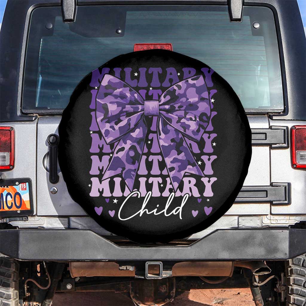 Military Child Coquette Bow Spare Tire Cover Purple Up Camo Kids Girls TS10 No hole Black Print Your Wear
