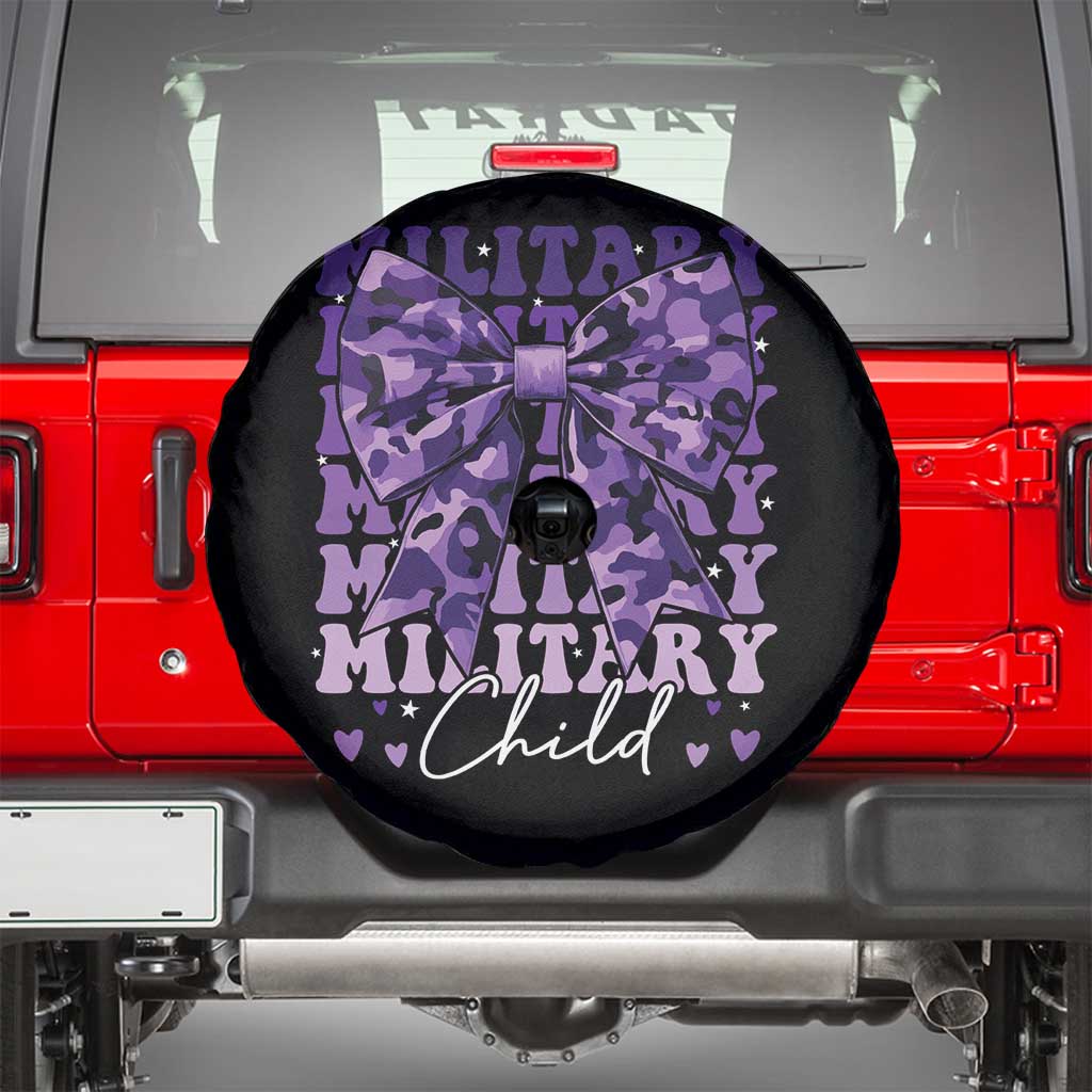 Military Child Coquette Bow Spare Tire Cover Purple Up Camo Kids Girls TS10 Black Print Your Wear