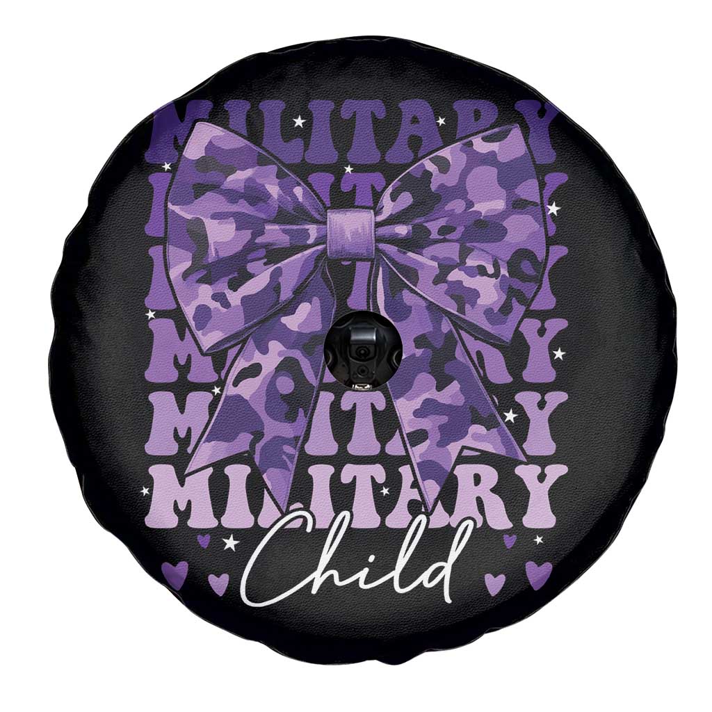 Military Child Coquette Bow Spare Tire Cover Purple Up Camo Kids Girls TS10 Print Your Wear