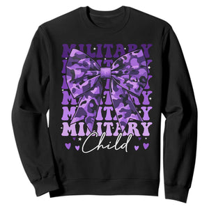 Military Child Coquette Bow Sweatshirt Purple Up Camo Kids Girls TS10 Black Print Your Wear