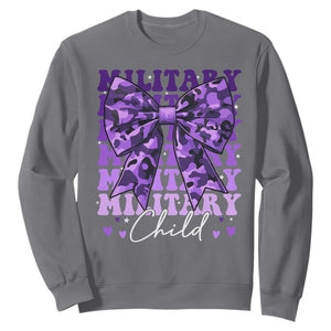 Military Child Coquette Bow Sweatshirt Purple Up Camo Kids Girls TS10 Charcoal Print Your Wear