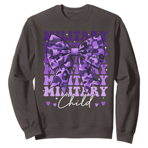 Military Child Coquette Bow Sweatshirt Purple Up Camo Kids Girls TS10 Dark Chocolate Print Your Wear