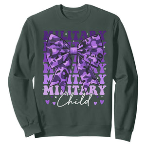 Military Child Coquette Bow Sweatshirt Purple Up Camo Kids Girls TS10 Dark Forest Green Print Your Wear