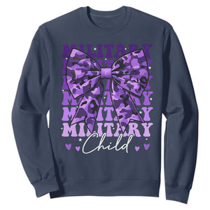 Military Child Coquette Bow Sweatshirt Purple Up Camo Kids Girls TS10 Navy Print Your Wear