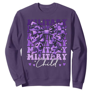 Military Child Coquette Bow Sweatshirt Purple Up Camo Kids Girls TS10 Purple Print Your Wear