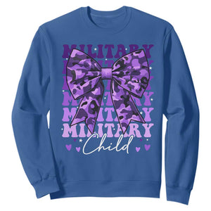 Military Child Coquette Bow Sweatshirt Purple Up Camo Kids Girls TS10 Royal Blue Print Your Wear