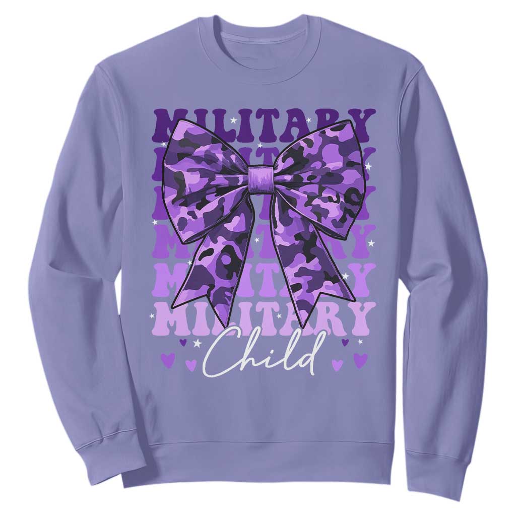 Military Child Coquette Bow Sweatshirt Purple Up Camo Kids Girls TS10 Violet Print Your Wear