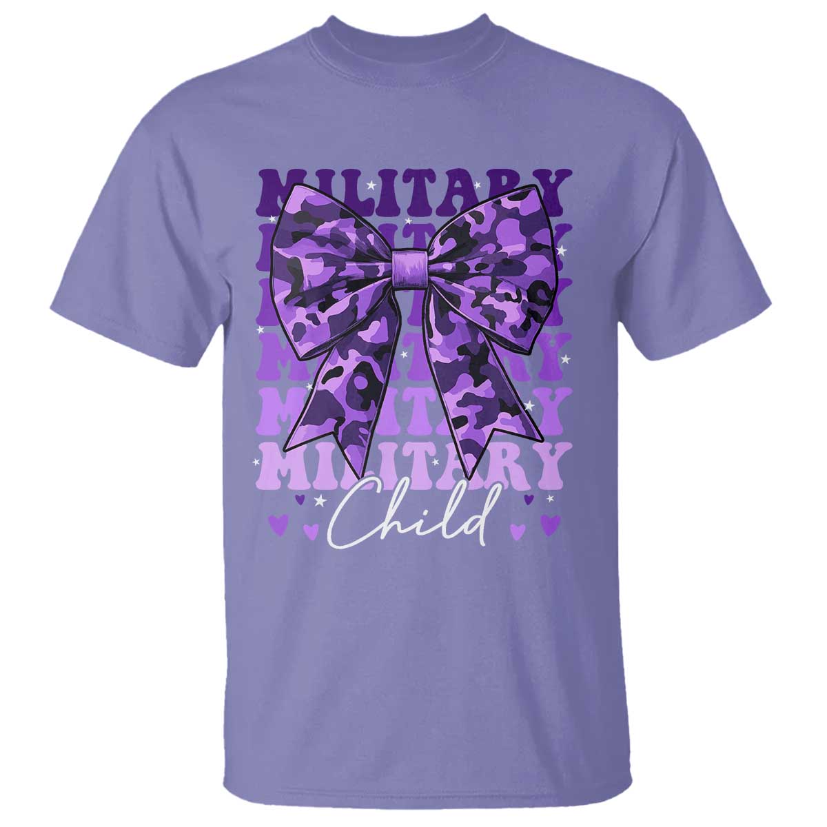 Military Child Coquette Bow T Shirt Purple Up Camo Kids Girls TS10 Violet Print Your Wear