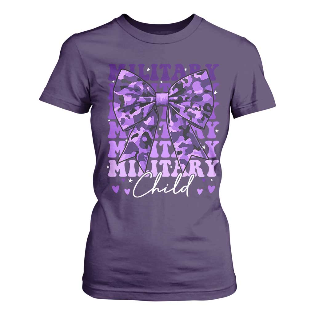 Military Child Coquette Bow T Shirt For Women Purple Up Camo Kids Girls TS10 Purple Print Your Wear