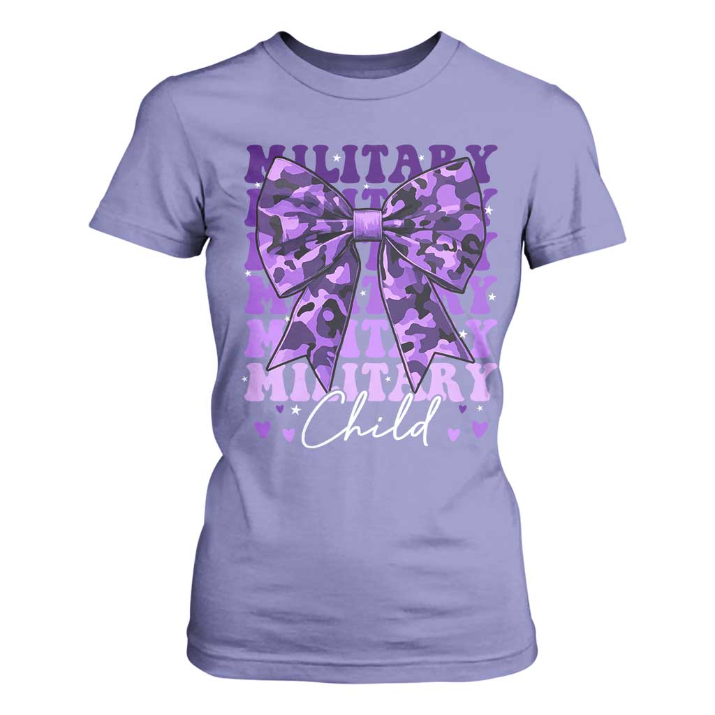 Military Child Coquette Bow T Shirt For Women Purple Up Camo Kids Girls TS10 Violet Print Your Wear
