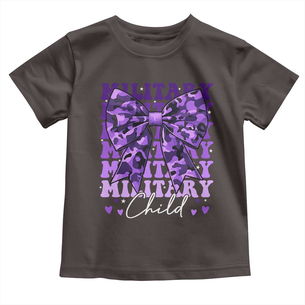 Military Child Coquette Bow Toddler T Shirt Purple Up Camo Kids Girls TS10 Dark Chocolate Print Your Wear