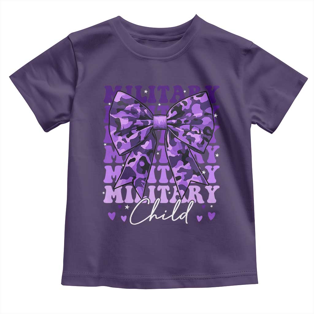 Military Child Coquette Bow Toddler T Shirt Purple Up Camo Kids Girls TS10 Purple Print Your Wear