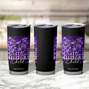 Military Child Coquette Bow Tumbler Cup Purple Up Camo Kids Girls TS10 Print Your Wear