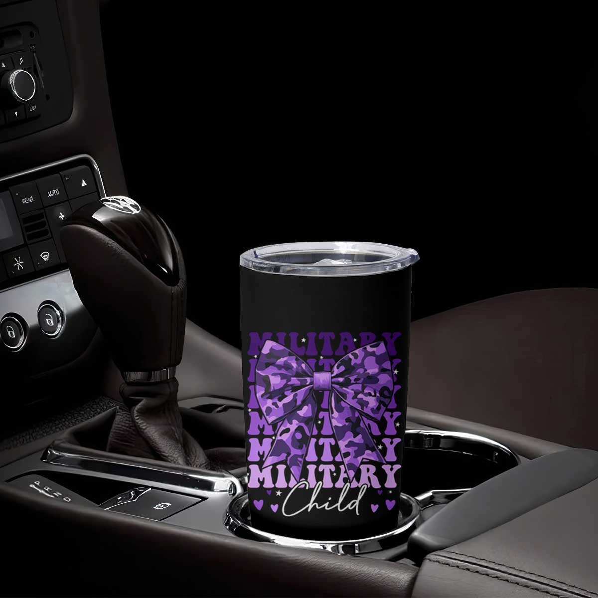 Military Child Coquette Bow Tumbler Cup Purple Up Camo Kids Girls TS10 Print Your Wear