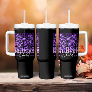 Military Child Coquette Bow Tumbler With Handle Purple Up Camo Kids Girls TS10 Print Your Wear