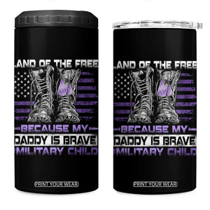 Purple Up For Military Kids 4 in 1 Can Cooler Tumbler Military Child Month My Daddy Is Brave TS10 One Size: 16 oz Black Print Your Wear