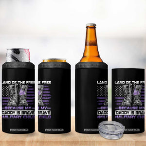 Purple Up For Military Kids 4 in 1 Can Cooler Tumbler Military Child Month My Daddy Is Brave TS10 Print Your Wear