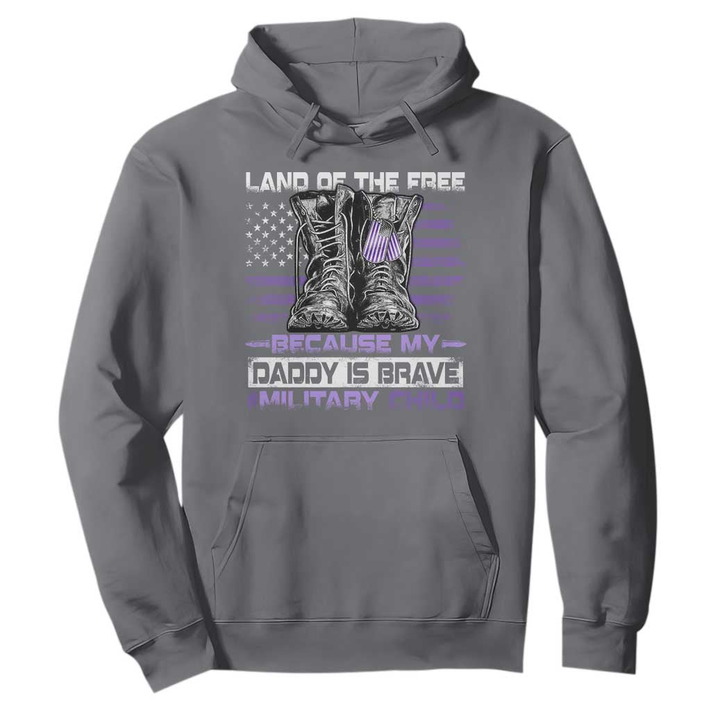 Purple Up For Military Kids Hoodie Military Child Month My Daddy Is Brave TS10 Charcoal Print Your Wear