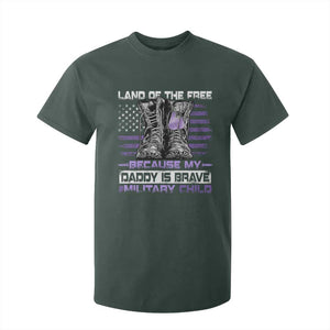 Purple Up For Military Kids T Shirt For Kid Military Child Month My Daddy Is Brave TS10 Dark Forest Green Print Your Wear