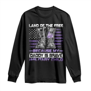 Purple Up For Military Kids Long Sleeve Shirt Military Child Month My Daddy Is Brave TS10 Black Print Your Wear