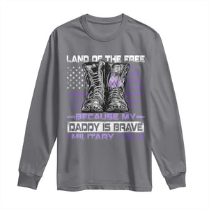 Purple Up For Military Kids Long Sleeve Shirt Military Child Month My Daddy Is Brave TS10 Charcoal Print Your Wear