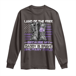 Purple Up For Military Kids Long Sleeve Shirt Military Child Month My Daddy Is Brave TS10 Dark Chocolate Print Your Wear