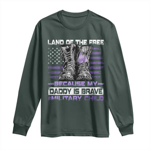 Purple Up For Military Kids Long Sleeve Shirt Military Child Month My Daddy Is Brave TS10 Dark Forest Green Print Your Wear