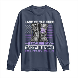 Purple Up For Military Kids Long Sleeve Shirt Military Child Month My Daddy Is Brave TS10 Navy Print Your Wear
