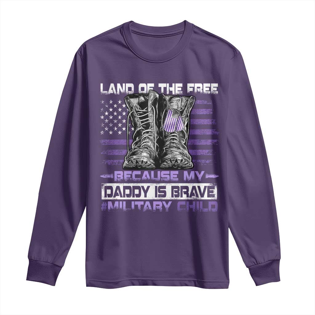 Purple Up For Military Kids Long Sleeve Shirt Military Child Month My Daddy Is Brave TS10 Purple Print Your Wear