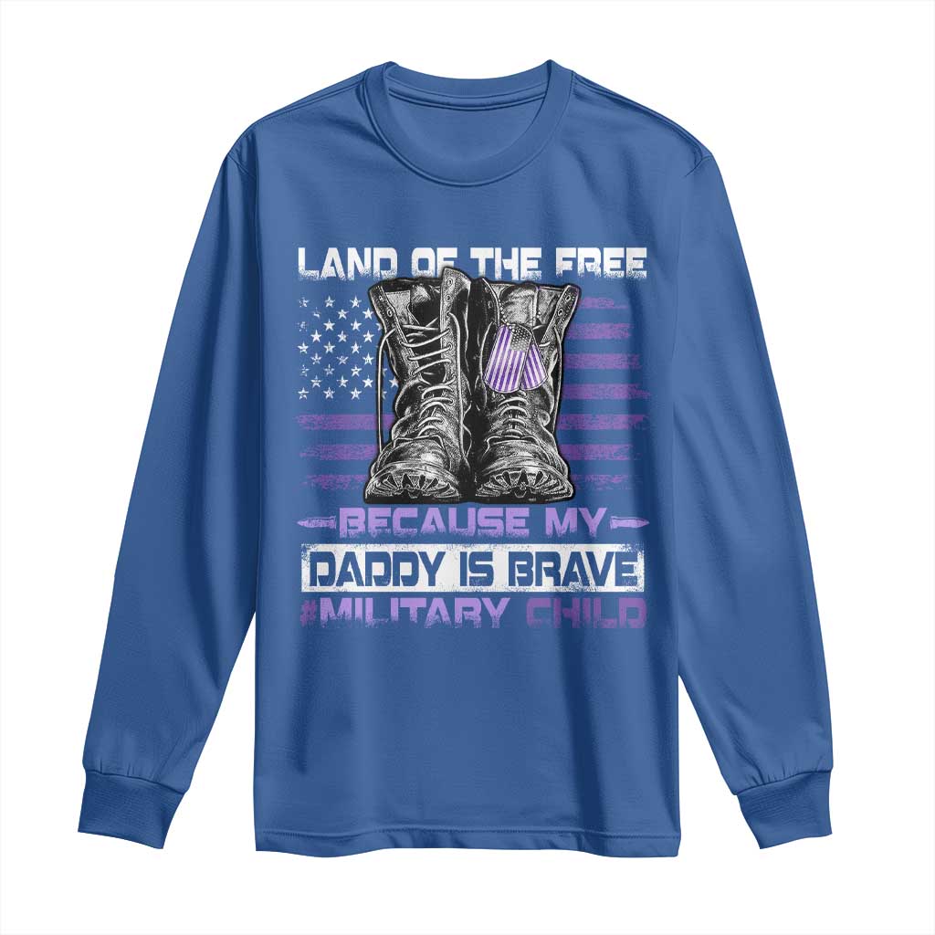 Purple Up For Military Kids Long Sleeve Shirt Military Child Month My Daddy Is Brave TS10 Royal Blue Print Your Wear