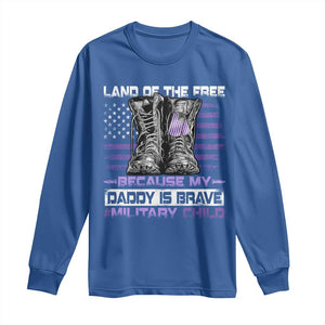 Purple Up For Military Kids Long Sleeve Shirt Military Child Month My Daddy Is Brave TS10 Royal Blue Print Your Wear