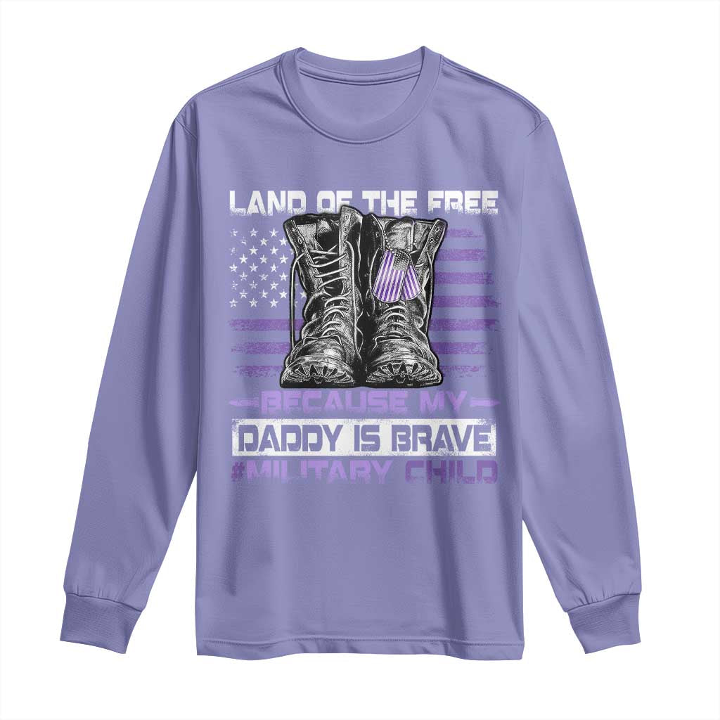 Purple Up For Military Kids Long Sleeve Shirt Military Child Month My Daddy Is Brave TS10 Violet Print Your Wear