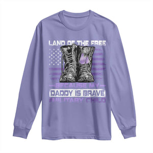 Purple Up For Military Kids Long Sleeve Shirt Military Child Month My Daddy Is Brave TS10 Violet Print Your Wear