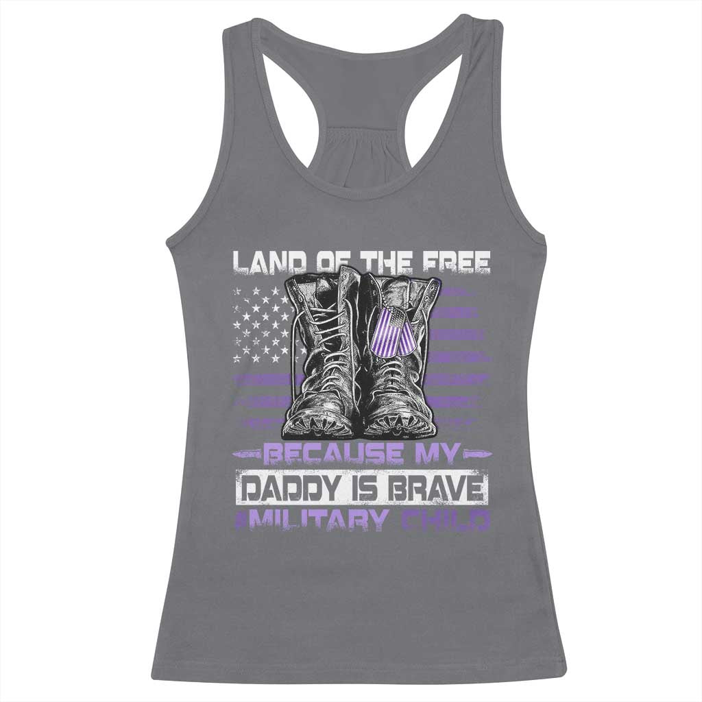 Purple Up For Military Kids Racerback Tank Top Military Child Month My Daddy Is Brave TS10 Charcoal Print Your Wear