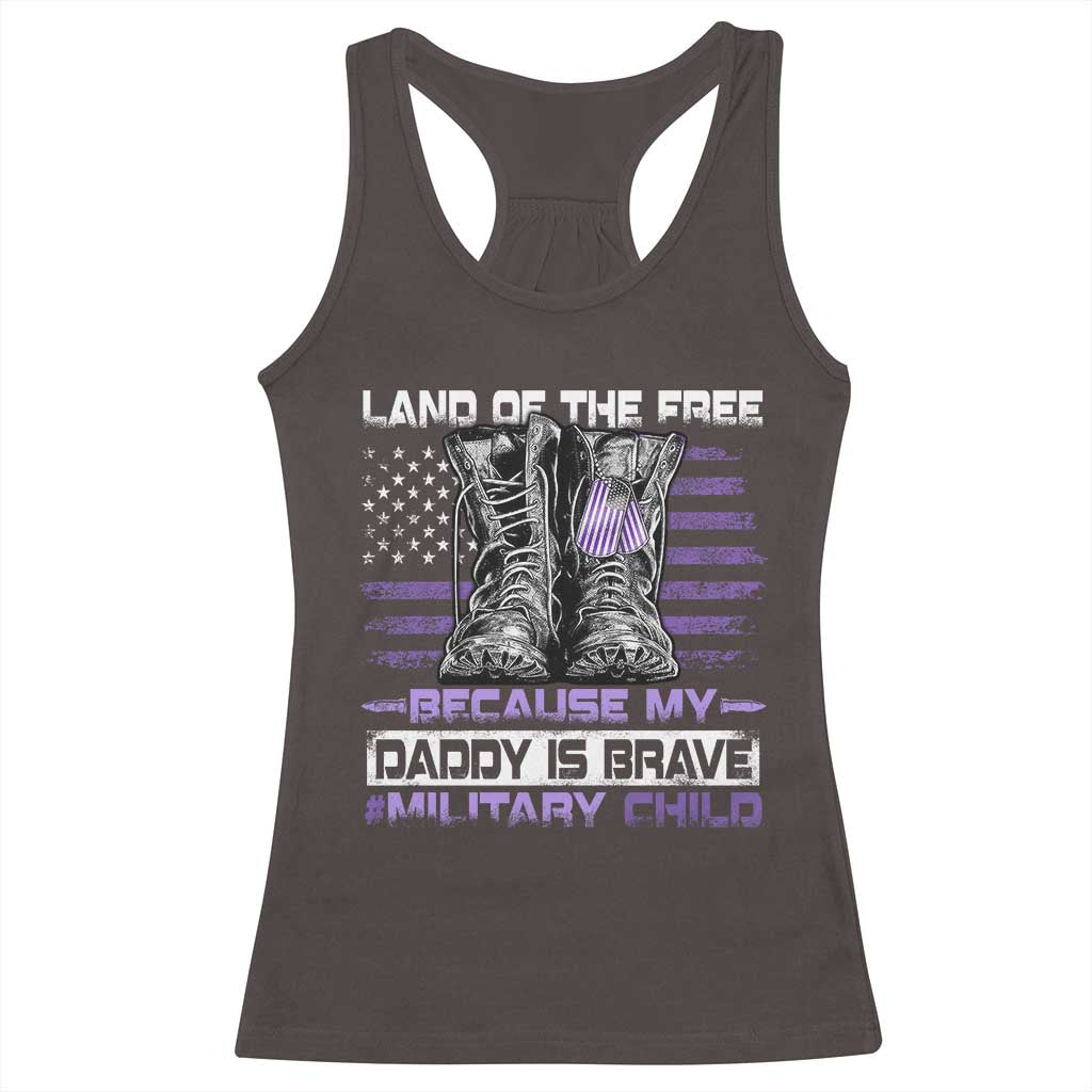 Purple Up For Military Kids Racerback Tank Top Military Child Month My Daddy Is Brave TS10 Dark Chocolate Print Your Wear